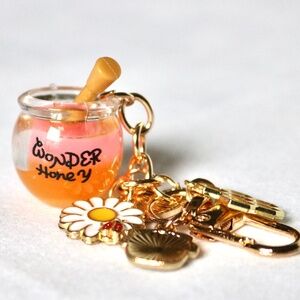Honey Pot Key Chain Bag Purse Backpack Charm Bee Flower Sprint Summer Cute